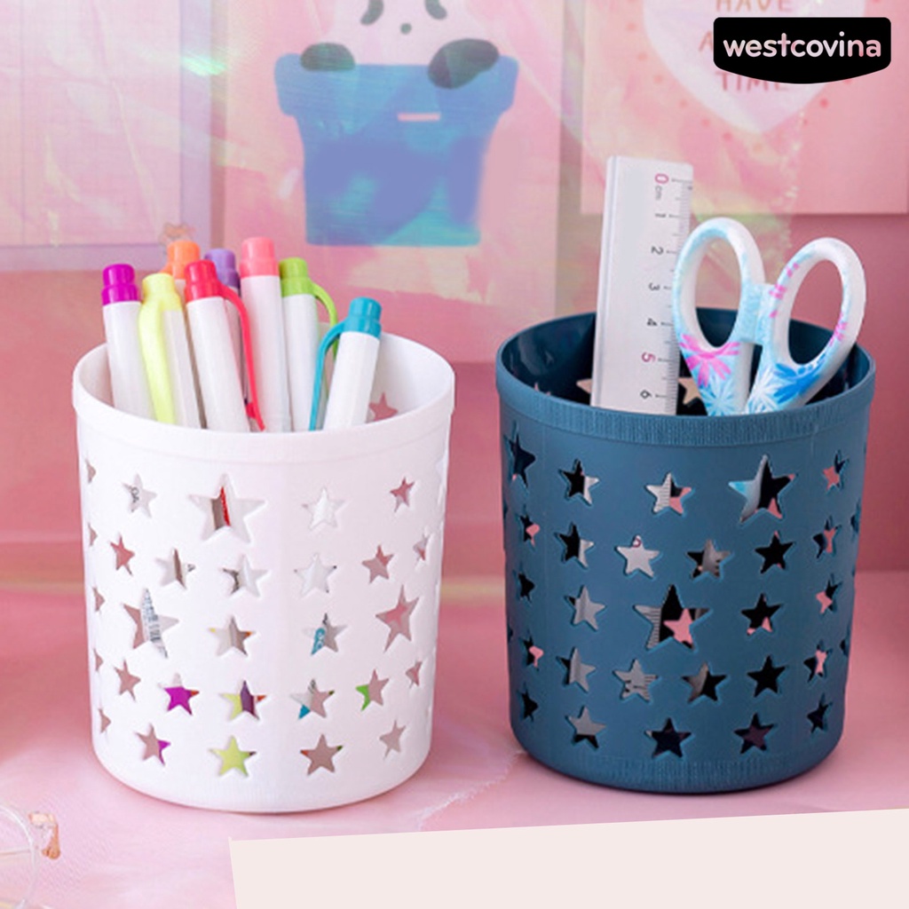 [COD]♪Hộp Đựng Bút Hình Trụ Rỗng Sức Chứa Lớn Đa Năng Họa Tiết Ngôi Sao Cho Văn Phòng