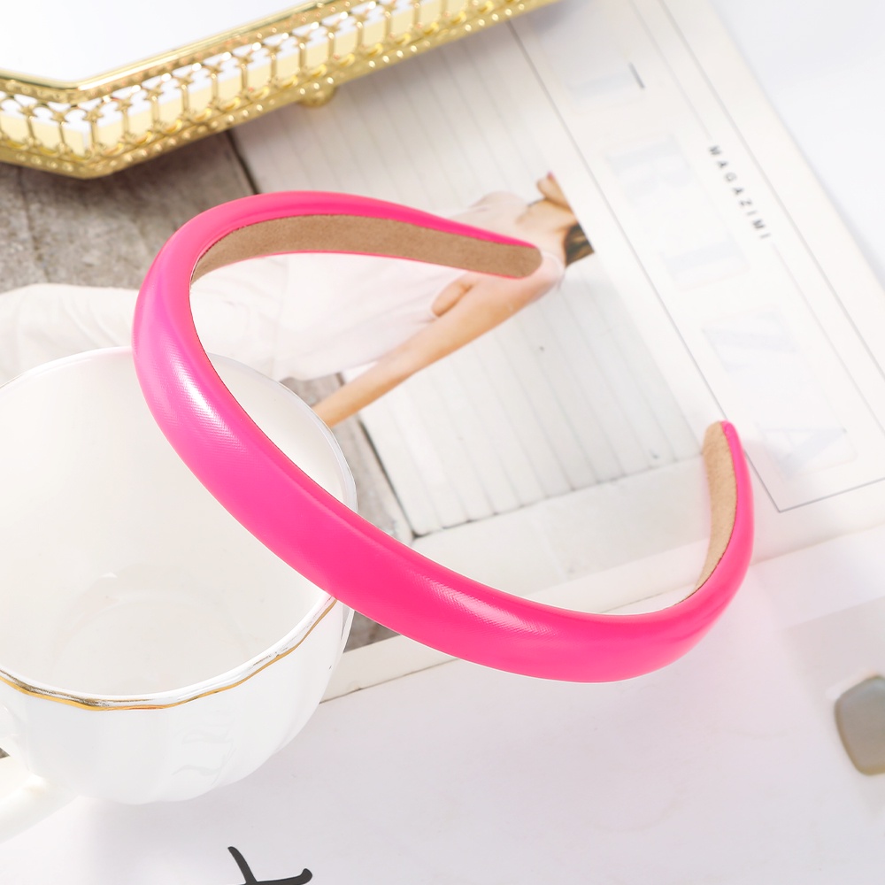 Băng Đô Cài Tóc Bằng Xốp PU Màu Trơn Sáng Bóng Thời Trang Cho Nữ CHLINS