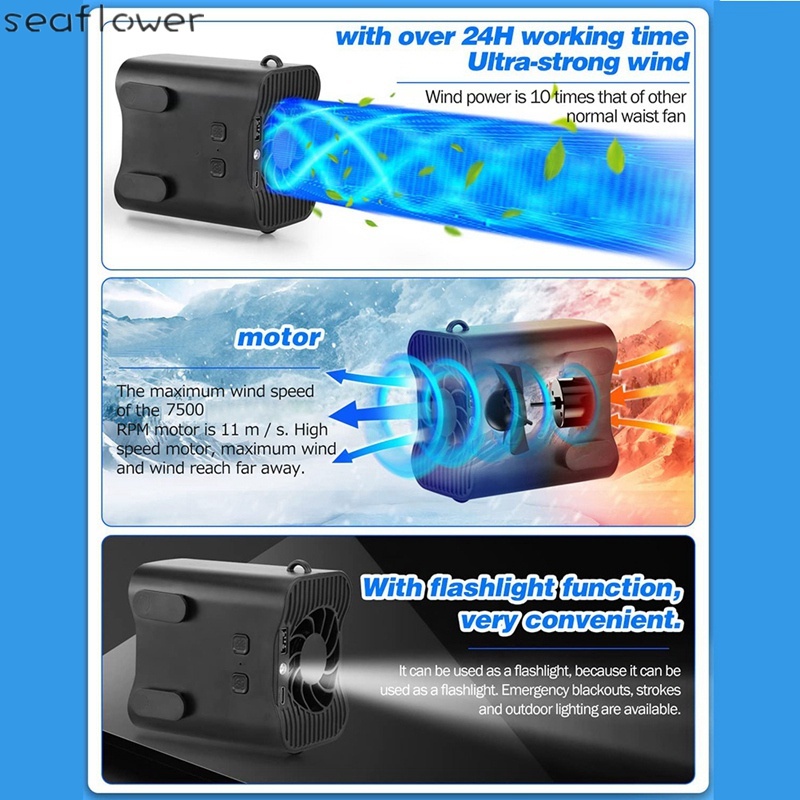 Quạt Làm Mát Cầm Tay 24H 12000MAH Dạng Kẹp Tiện Dụng