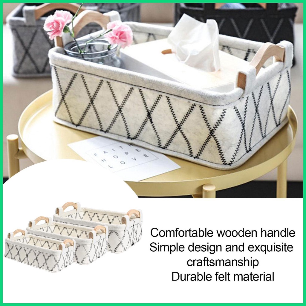 Set 3 Giỏ Nỉ Đựng Đồ Cỡ Lớn Có Tay Cầm Thoải Mái Dễ Sử Dụng