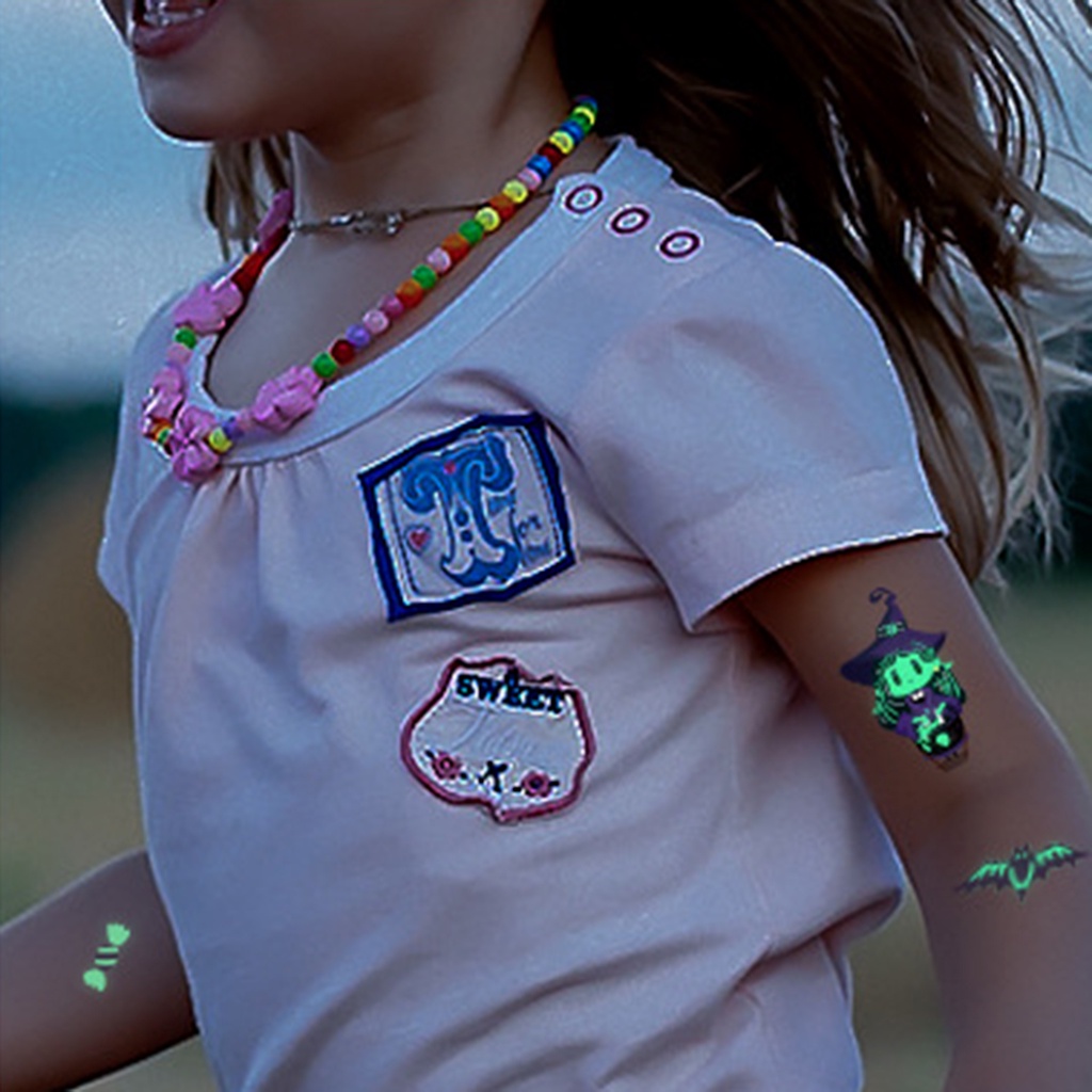 Bộ 10 Hình Xăm Dán Tạm Thời Họa Tiết Halloween Phát Sáng Trong Đêm Cho Trẻ Em