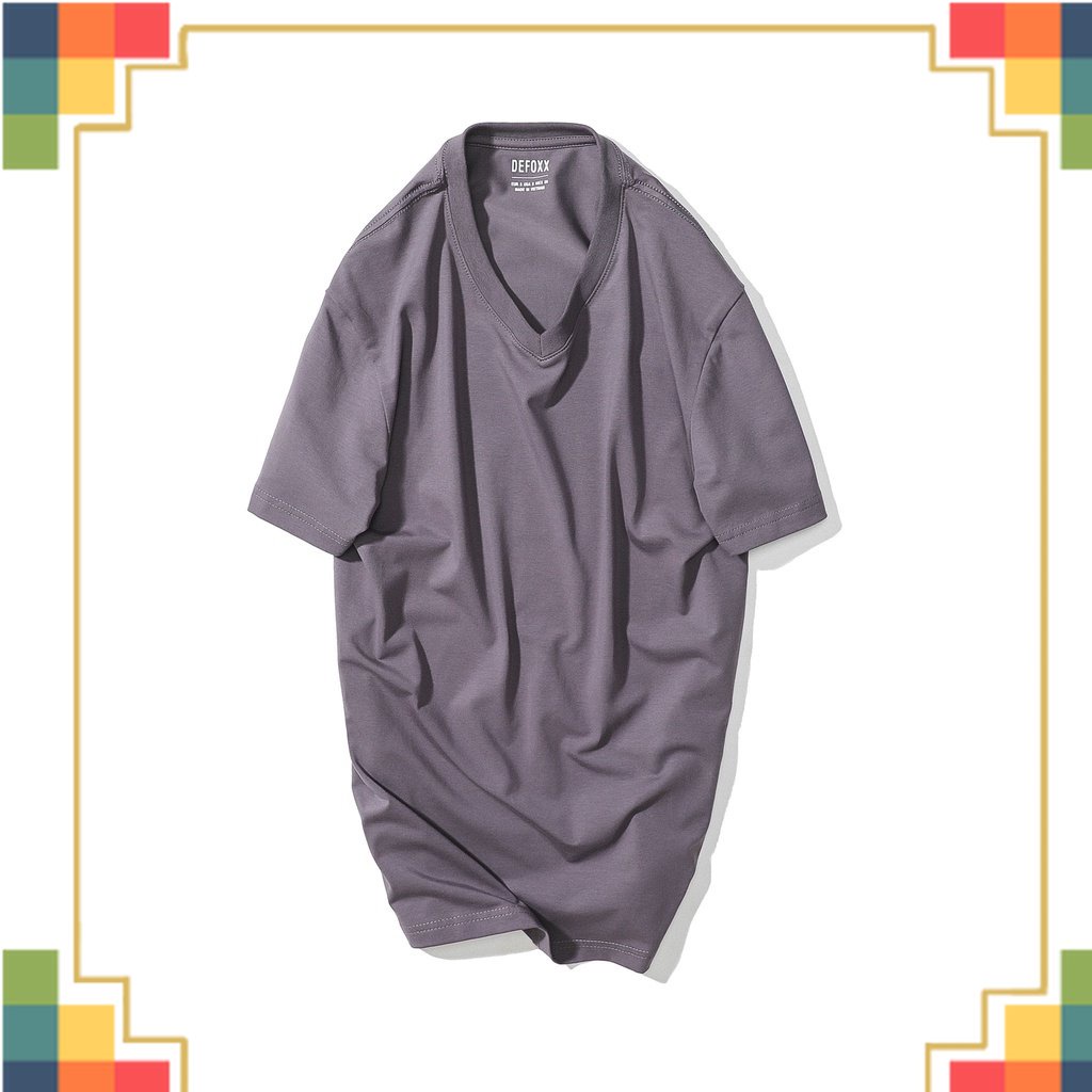 SHOP QAXK - Áo phông nam, áo thun nam cổ tim trơn DEFOXX vải cotton 4 chiều màu xám - ATDF2 - CHUẨN ĐẸP