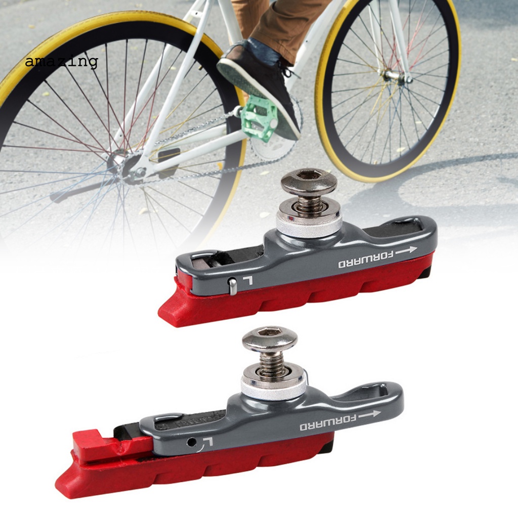 1 Cặp Má Phanh Xe Đạp Chữ V Màu Đỏ Đen Không Ồn