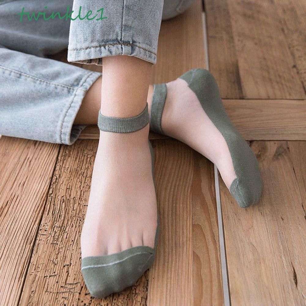 Vớ Lụa Mỏng Cổ Thấp Màu Trơn Trong Suốt Thoải Mái Cho Nam
