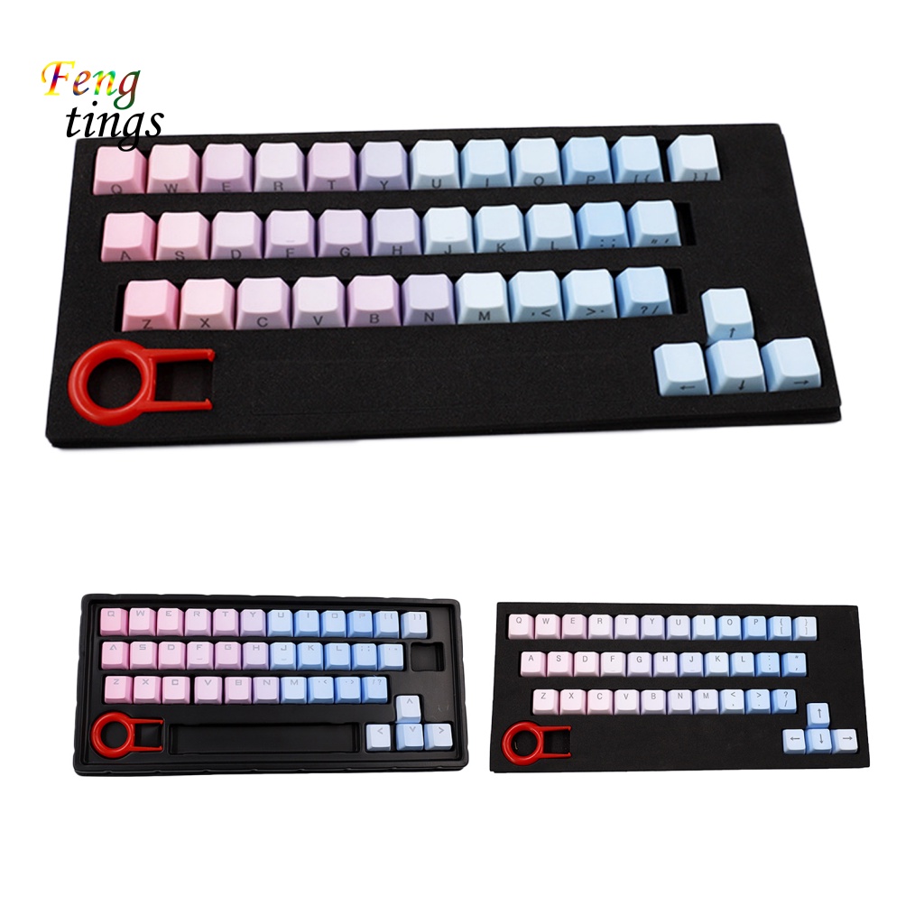 Nút Bàn Phím Cơ PBT 37 Phím Màu Hồng Xanh Dương Gradient Cho Máy Tính Laptop