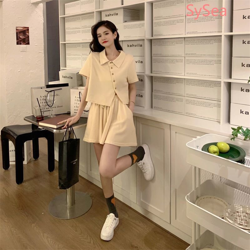 Set Áo Sơ Mi Polo Phối Quần Short Thời Trang Hè Cá Tính Cho Nữ