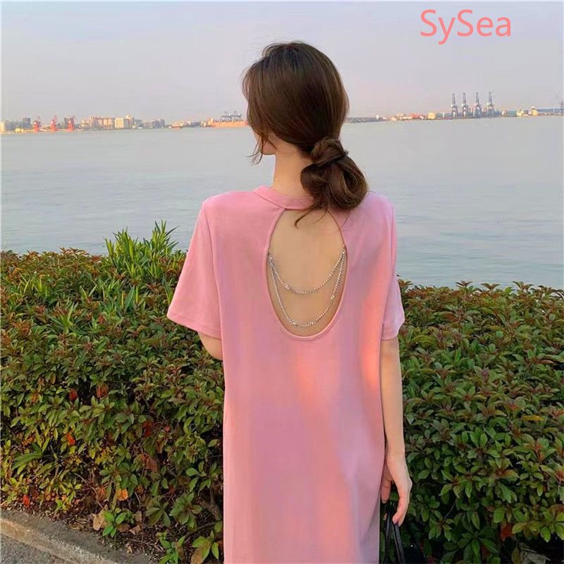 Đầm Dáng Rộng Hở Lưng Thời Trang Mùa Hè Hàn Quốc Cho Nữ Có Size Lớn