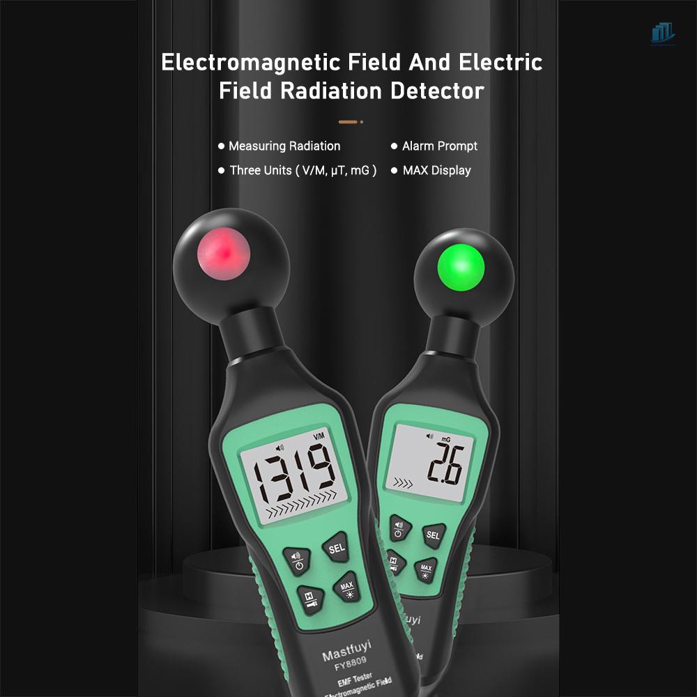 Thiết Bị Kiểm Tra Bức Xạ Điện Từ Mastfuyi FY8809 EMF Cầm Tay Có Đèn Pin Với Màn Hình LCD Hiển Thị