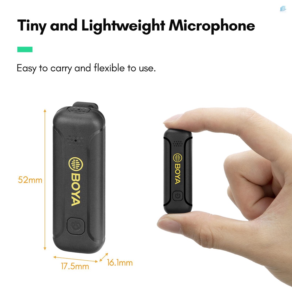Micro Không Dây Mini 2.4G BOYA BY-WM3T2-U1 Có Kẹp Gắn Điện Thoại / Máy Tính Bảng Type-C 50M