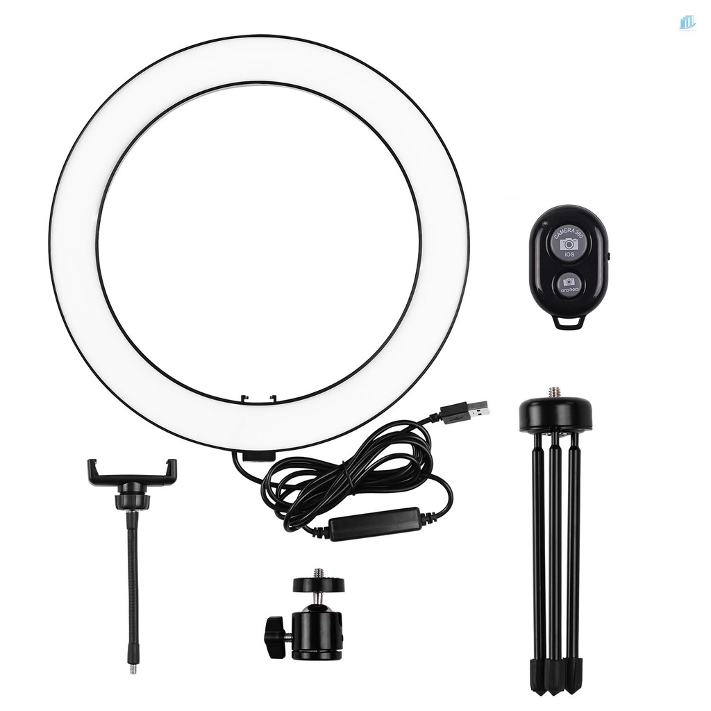 Vòng Đèn LED smartwatchinone 10inch 3 Chế Độ Điều Chỉnh Được Kèm Giá Đỡ Điện Thoại Mini Để Bàn