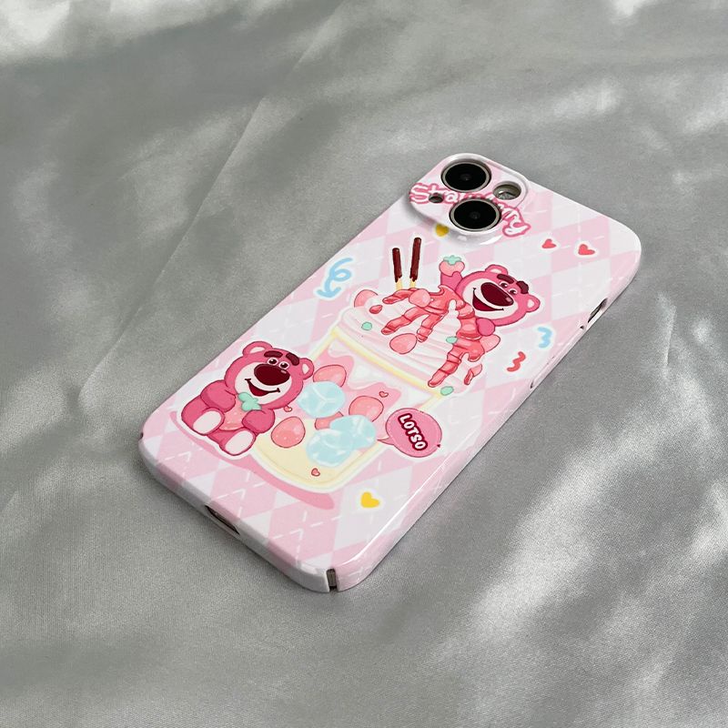 Ốp Điện Thoại Cứng In Hình Gấu Và Kem Dâu Cho Iphone 8 xs xr1214pro 7 11I 13 V7AF