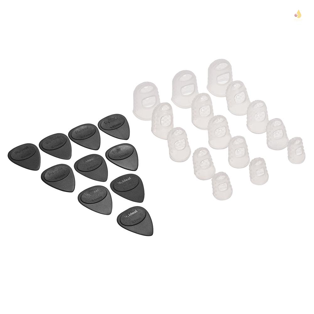 Bộ Dụng Cụ Bảo Vệ Ngón Tay Bằng Silicone 15 Món + 10 Miếng Gảy Đàn Guitar Acoustic