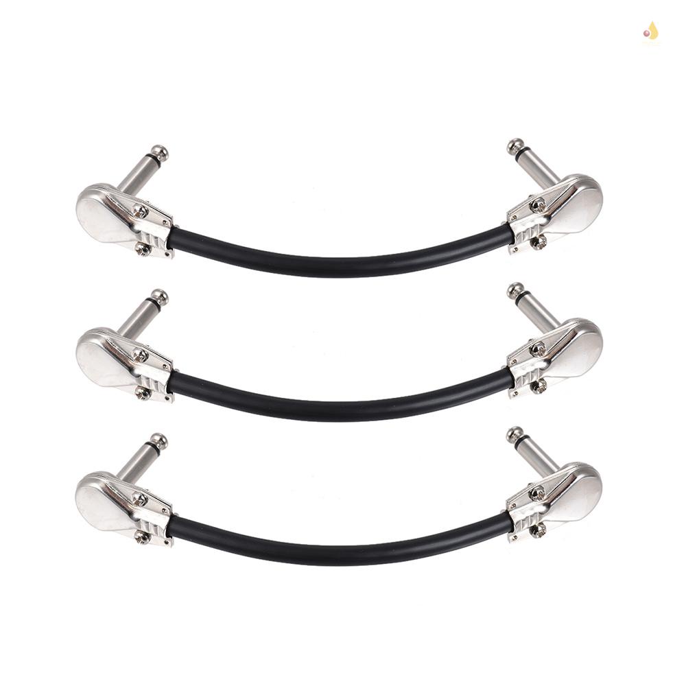 Set 3 Dây Cáp Phơ Đàn Guitar 15cm / 6in 1 / 4 "Góc Phải Màu Đen Tiện Dụng