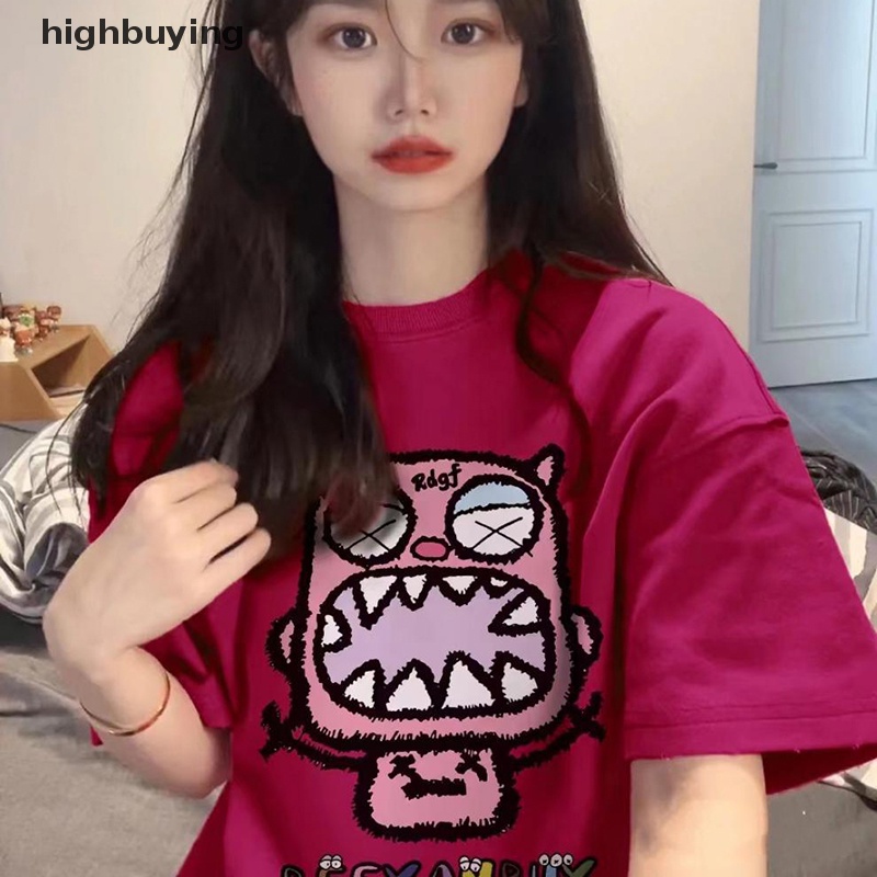 Áo Thun Tay Ngắn Cổ Tròn In Họa Tiết Hoạt Hình Phong Cách Retro Cho Nữ