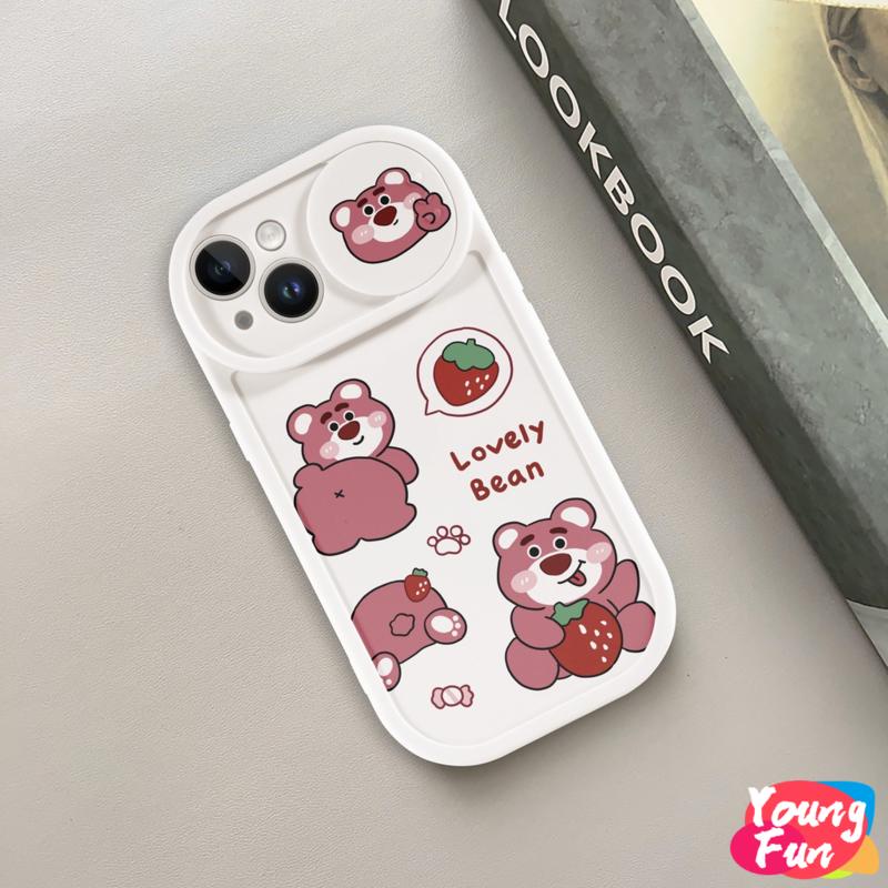 Ốp lưng Gấu dâu tây Trượt iPhone 14 XR 13 11 12 Pro Max 8 7 6 6S Plus X Xs Max Se 2020 13 12 11