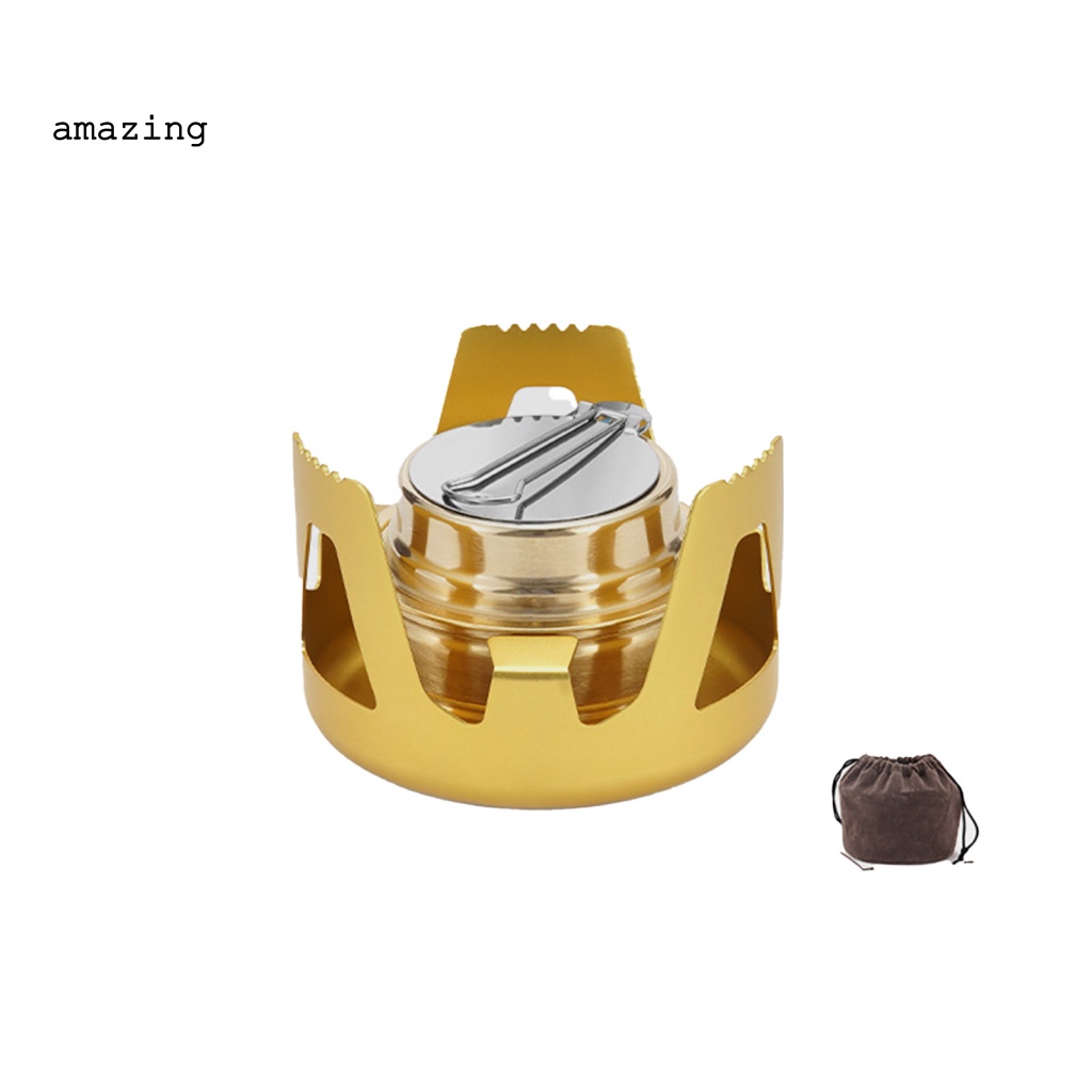 Bếp Lò Mini Chống Gió Có Nắp Điều Chỉnh Và Tay Cầm Có Thể Gập Lại Kèm Túi Đựng Dành Cho Cắm Trại Ngoài Trời