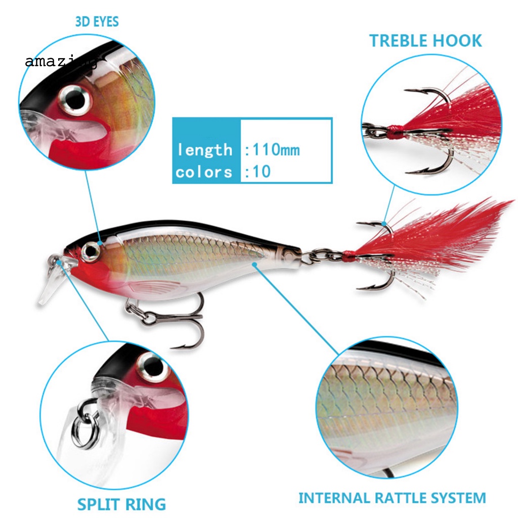 Mồi Giả Nhử Cá 3D Bằng Nhựa 12.3-13g / 8.5-9cm Gắn Kèm Móc Câu