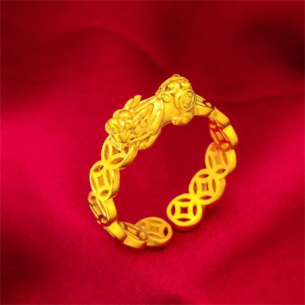 Nhẫn Mạ Vàng 24K Hình Đồng Xu Thời Trang Dành Cho Nam Và Nữ