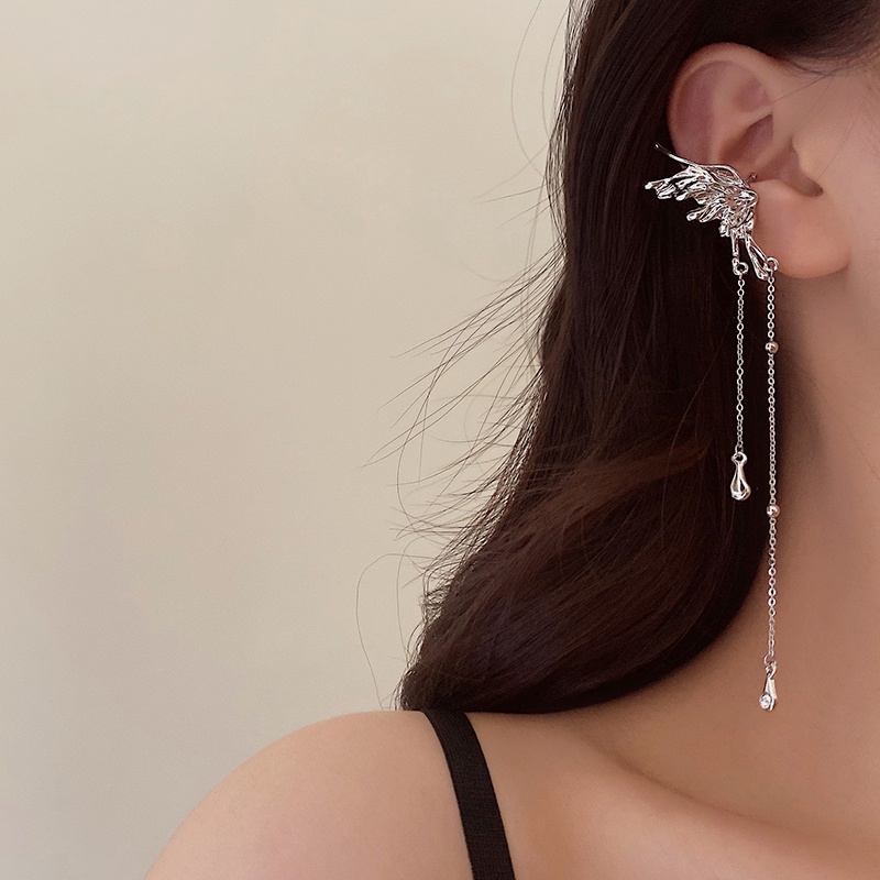 Bông Tai Kim Loại Dạng Kẹp Hình Bướm Kiểu vintage Hàn Quốc Cao Cấp Không Cần Xỏ Lỗ