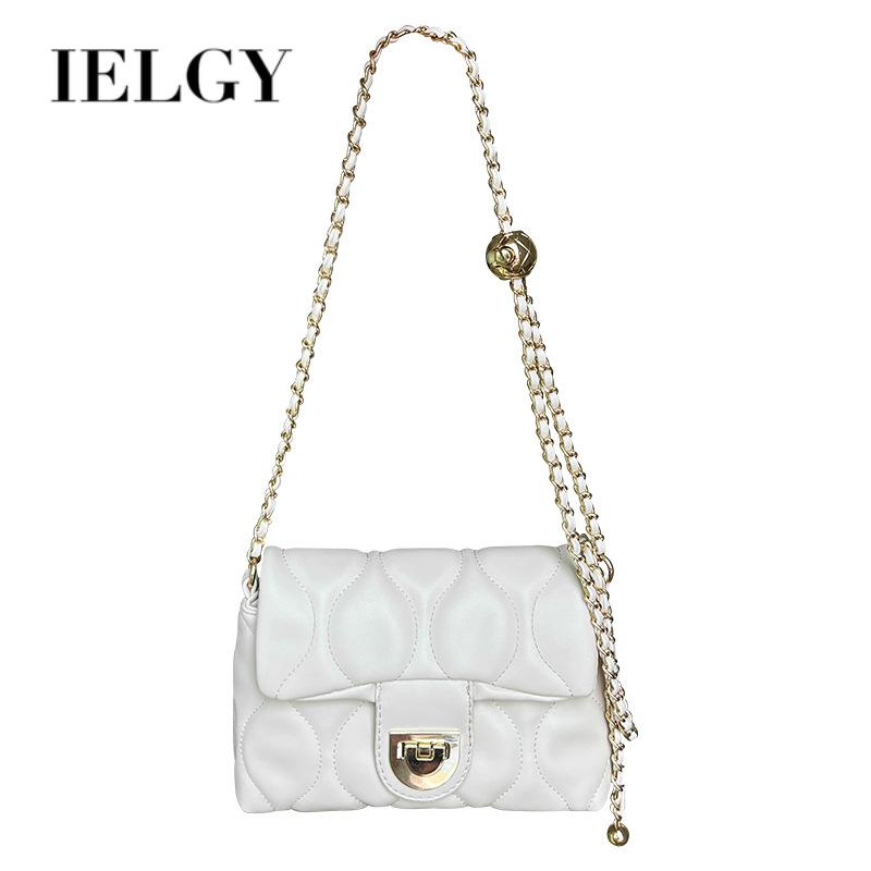 Ielgy Túi Đeo Chéo Hình Vuông Nhỏ Kết Cấu Ngọc Trai Kiểu Dáng Đơn Giản Cho Nữ