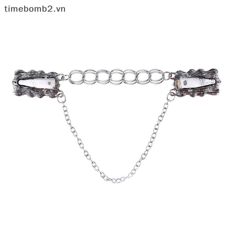 {Timebomb} Trâm Cài Áo Sweater / Khăn Choàng Hình Hoa Phối Dây Xích Làm Quà Tặng Cho Nữ