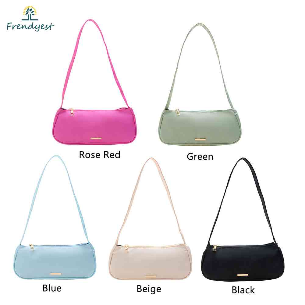 Túi Xách Đeo Vai / Kẹp Nách Chất Liệu Nylon Màu Trơn Thời Trang Xinh Xắn Cho