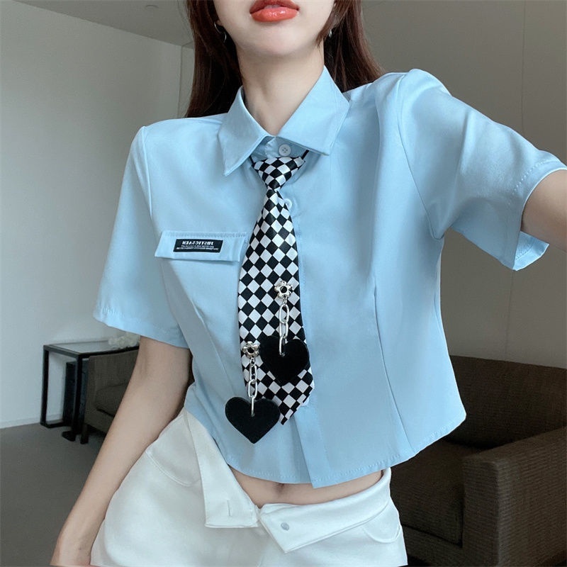 Beauty Set Áo Sơ Mi Đủ Màu Đại Học Phong Cách Hàn Quốc Giản Dị Áo Kèm Cà Vạt Đầu Dành Cho Nữ Sinh [hàng Oder]
