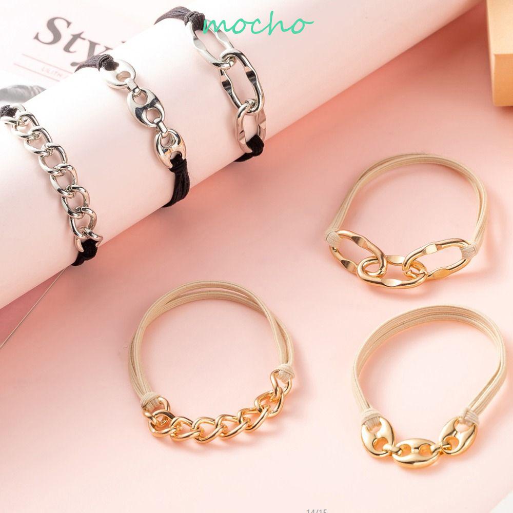 Dây Cột Tóc Chuỗi Xích Kim Loại Co Giãn Dễ Thương Cho Nữ Giá Đỡ