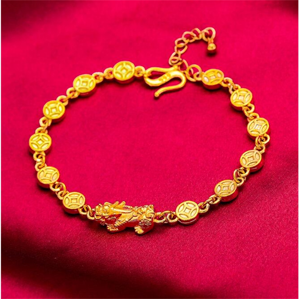 Vòng Tay Mạ Vàng 24k Thiết Kế Đơn Giản Phong Cách Retro Thời Trang Cho Nữ