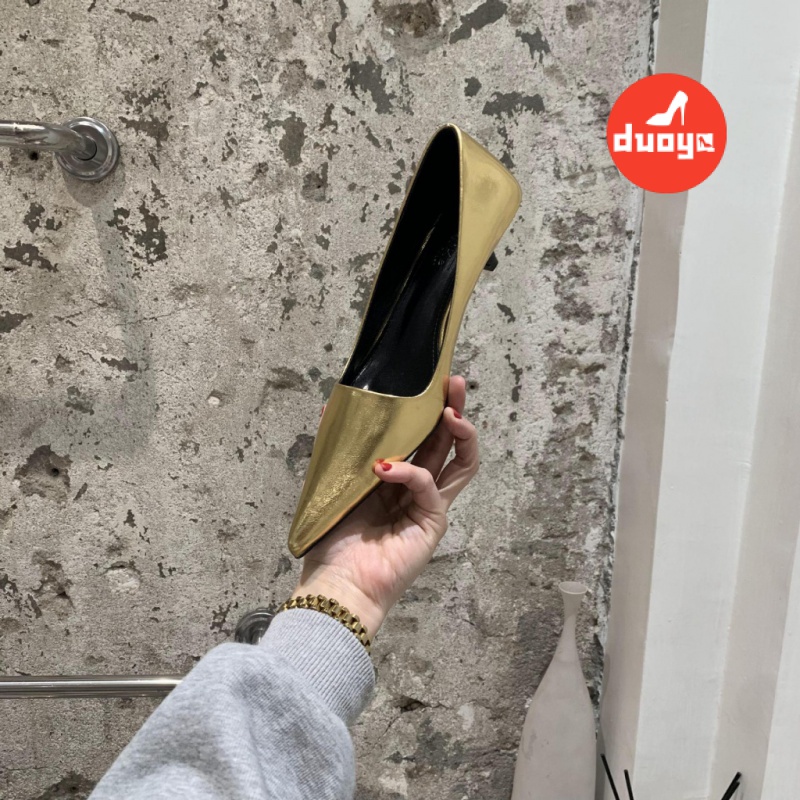 Duoya Giày Búp Bê Da Lộn Mềm Gót Thấp Mũi Nhọn Thanh Lịch Cho Nữ