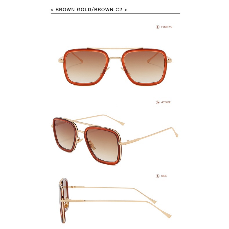 Kính Mát Gọng Vuông Kim Loại Chống Tia UV400 Phong Cách Cổ Điển Sang Trọng Dành Cho Nam