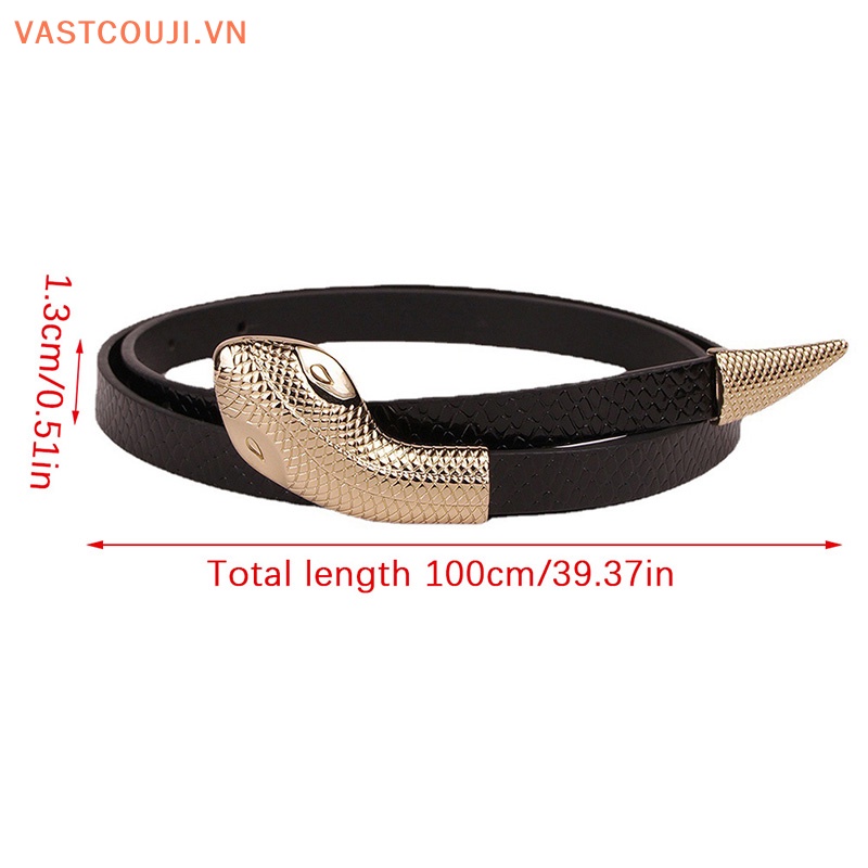 Thắt Lưng Da Rắn Màu Đen Khóa Kim Loại Thời Trang Cho Nữ