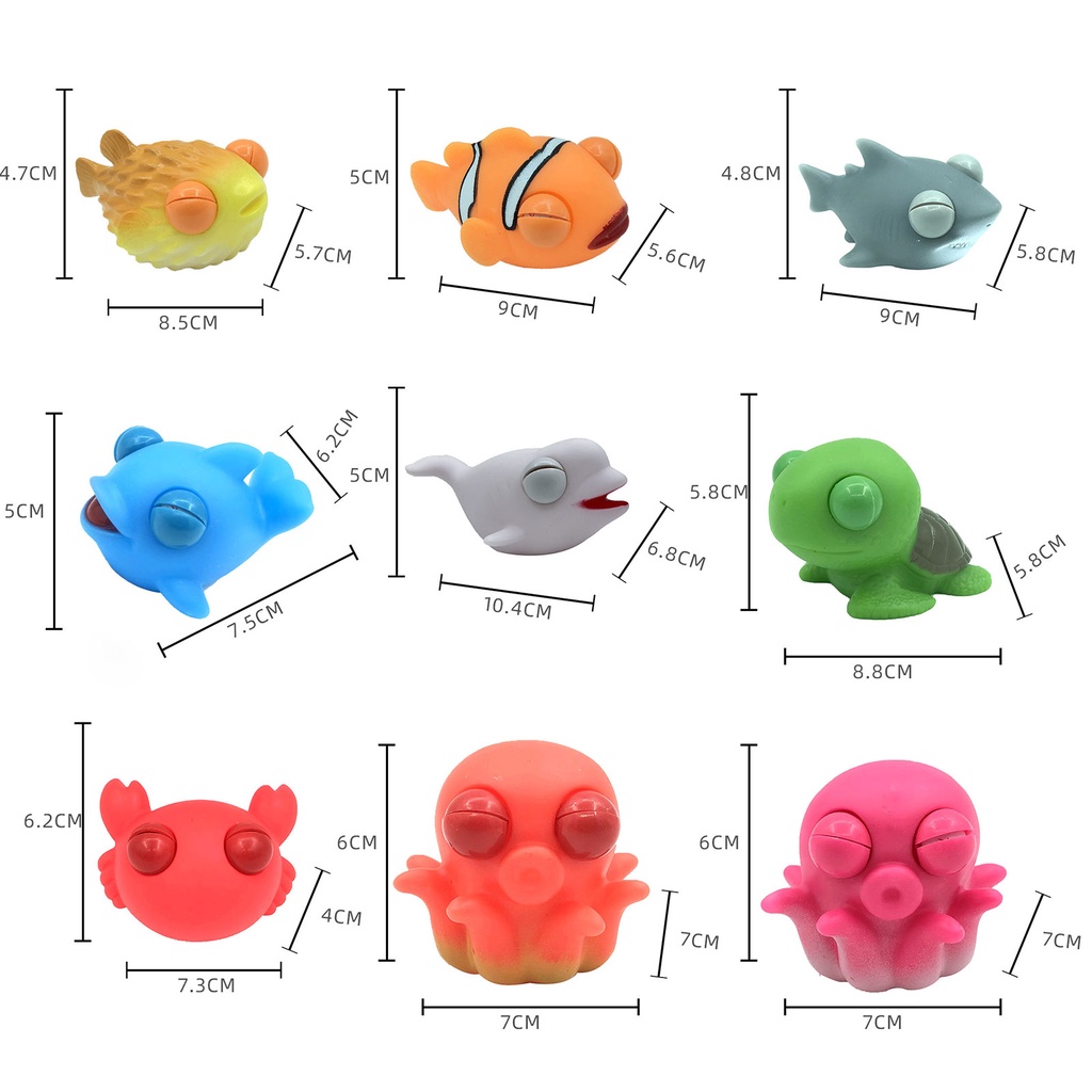 Goodlaminwj Đồ Chơi Bóp Giảm Căng Thẳng Bằng PVC Hình Động Vật Cá Voi Cua Cá Heo Đáng Yêu