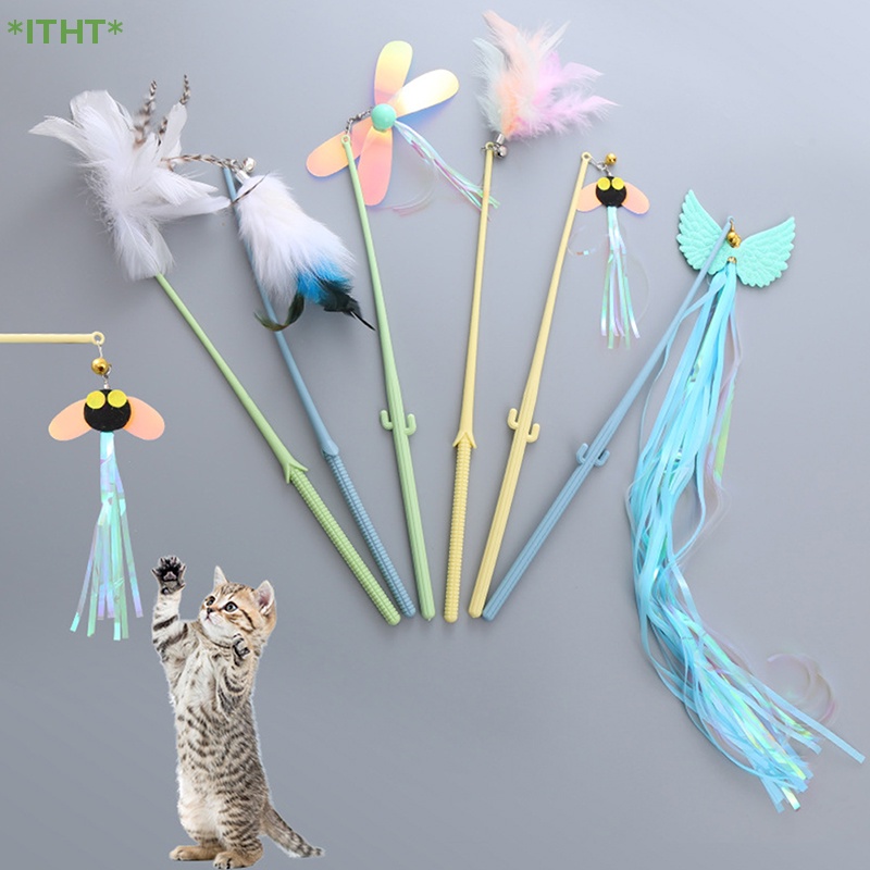 Bộ 1 Gậy Đồ Chơi Gắn Lông Vũ Vui Nhộn Cho Mèo Cưng Mới