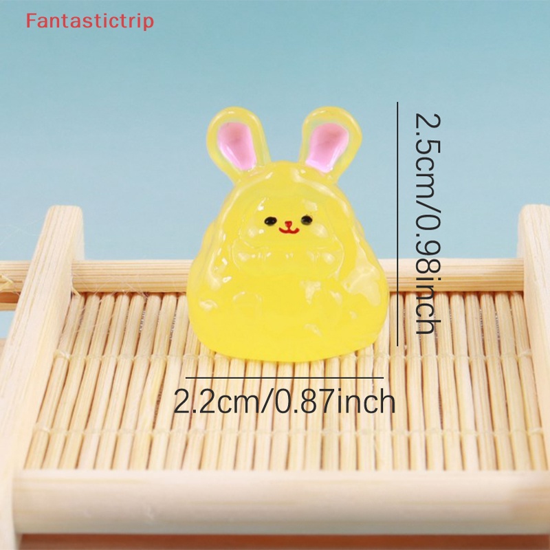 [Fantastictrip] Set 2 Mô Hình Thỏ Dạ Quang Bằng Nhựa Resin Dễ Thương Trang Trí Nhà Cửa / Xe Hơi