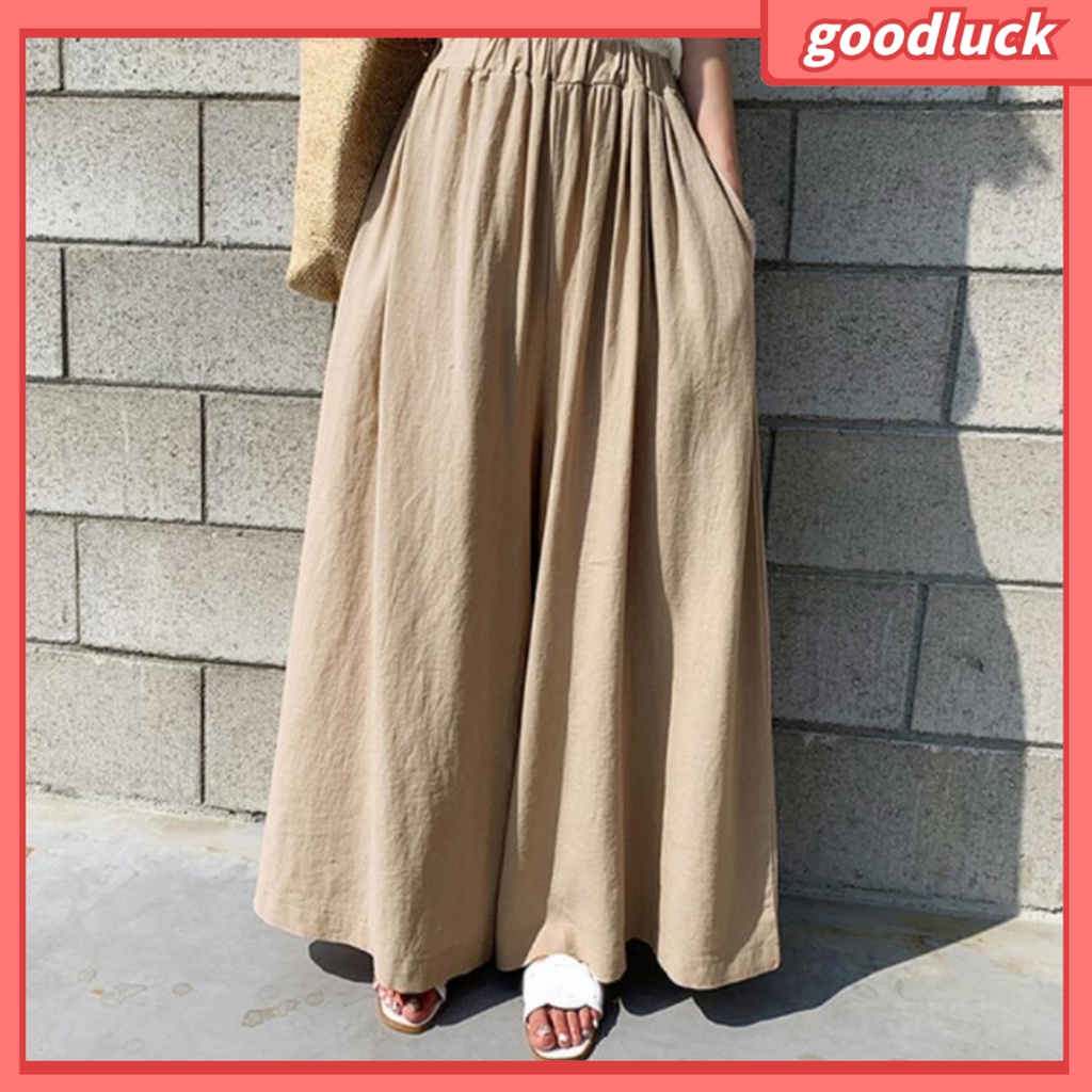 Quần Dài Ống Rộng Màu Sắc Đơn Giản Thời Trang Mùa Hè Cho Nữ