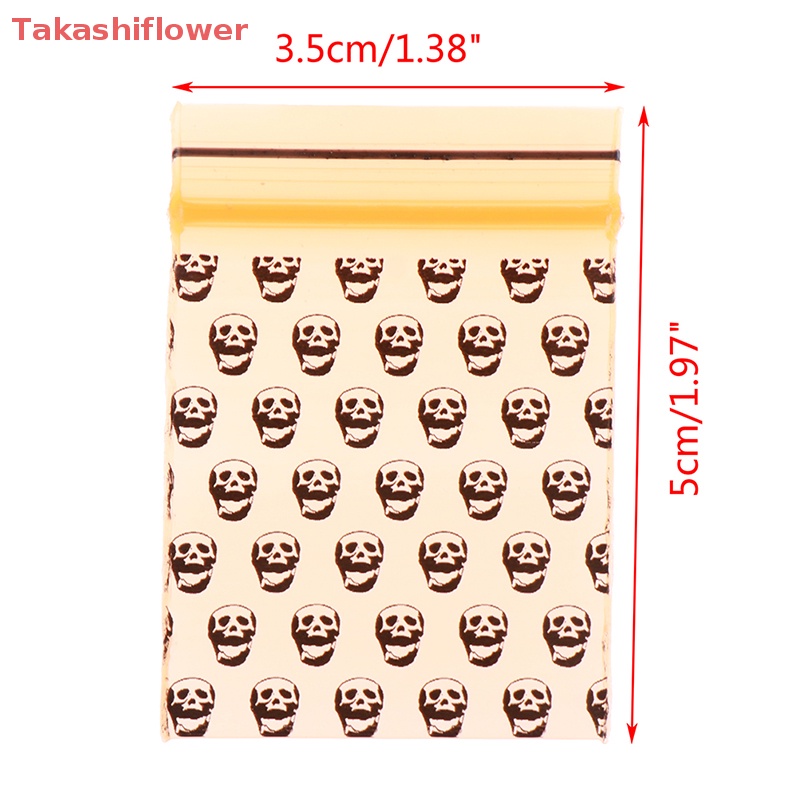 Set 100 Túi Khóa Zip Kích Thước 1.97 "X 1.38" Bằng Poly In Họa Tiết Đầu Lâu Độc Đáo