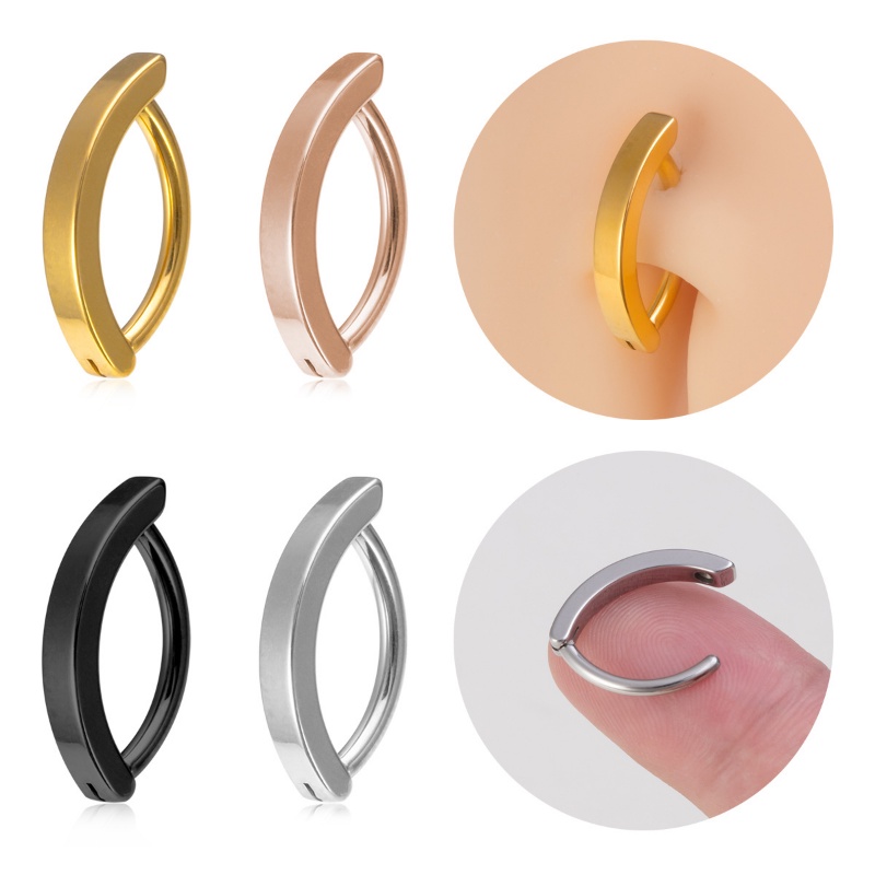 Khuyên Rốn Bằng Thép Không Gỉ Kiểu Dáng Hình Học Đơn Giản Thời Trang