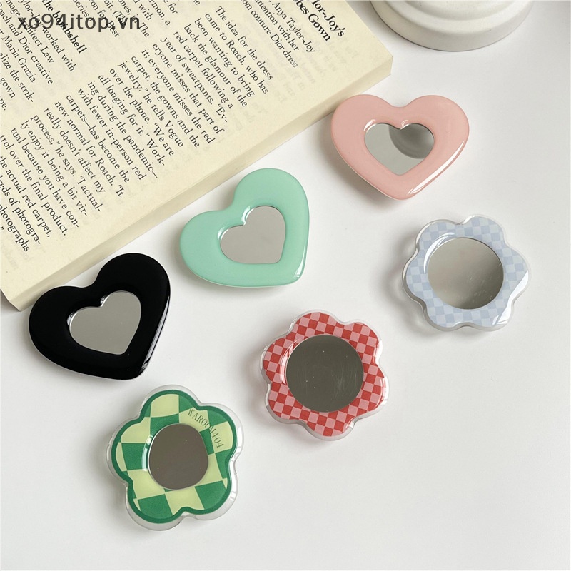 Xoitop Ins Gương Hình Trái Tim Dạng Nhẫn Đeo Ngón Tay Co Giãn Có Thể Gập Lại Ổ Cắm Thông Dụng Hỗ Trợ