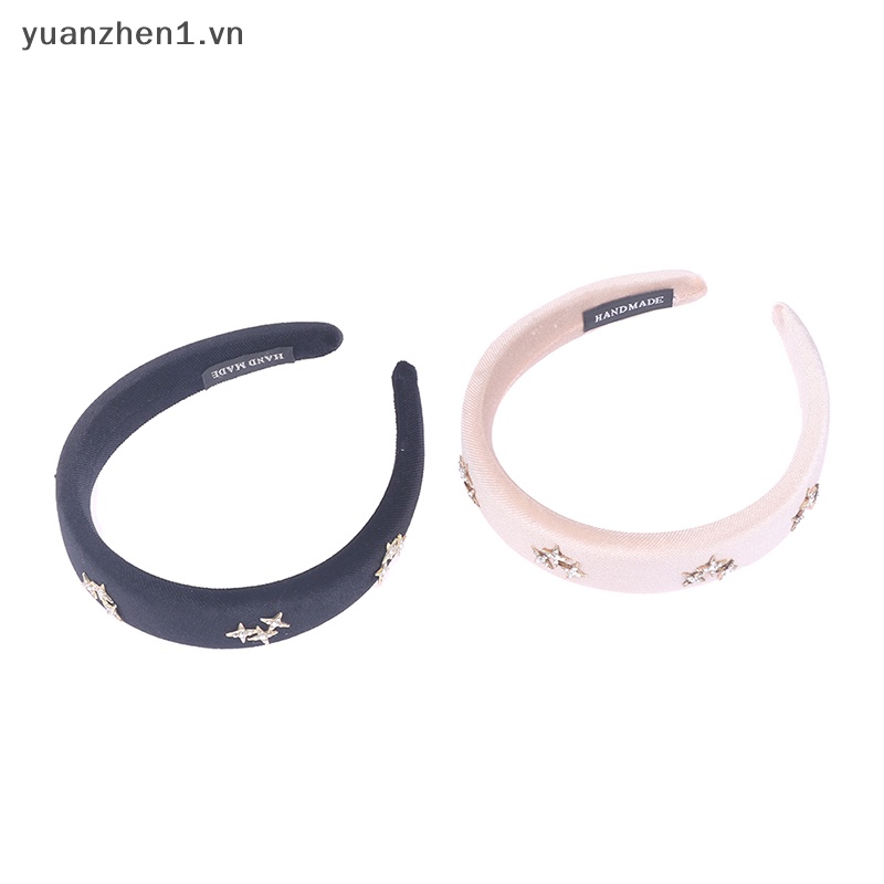 Băng Đô Nhung Đen Đính Đá Lấp Lánh Phong Cách Retro Cho Nữ