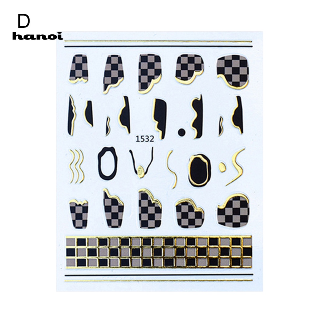 1 Tấm Miếng Dán Móng Tay Tự Dính Dễ Sử Dụng Viền Màu Vàng Kim Dành Cho Bạn Nữ