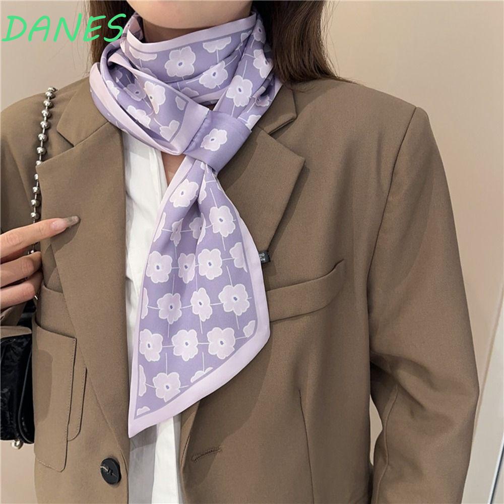 Khăn Choàng Cổ Dài Bằng Lụa In Họa Tiết Đơn Giản Phong Cách Pháp Cổ Điển Thời Trang Cho Nữ