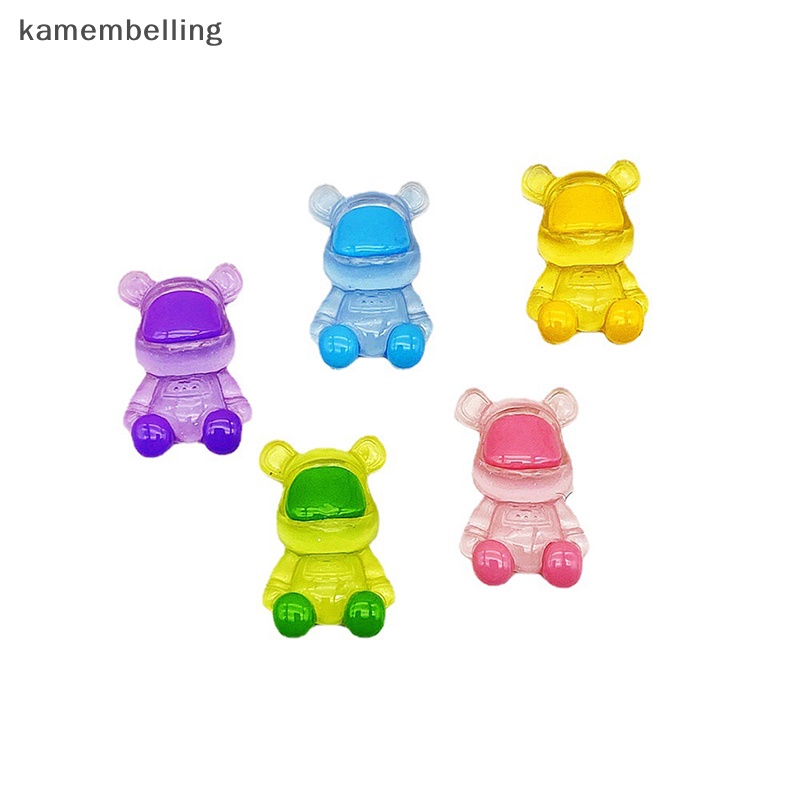 Dây Buộc Tóc Hình Gấu Màu Sắc Dạ Quang Mini Bằng Nhựa Resin Trang Trí Sân Vườn