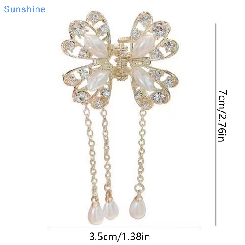 Kẹp Tóc Hình Bướm Đính Ngọc Trai / Kim Cương Giả Sang Trọng Cho Nữ