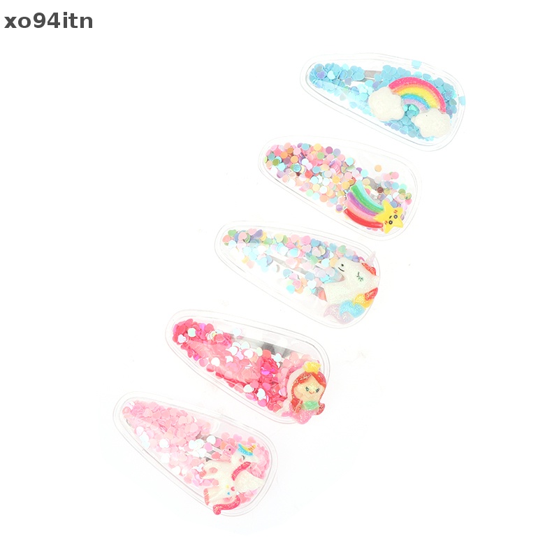 Tn Set 5 Kẹp Tóc Mái Bên Họa Tiết Động Vật Trái Cây Hoạt Hình Kim Tuyến Nước Mưa Cho Trẻ Em n