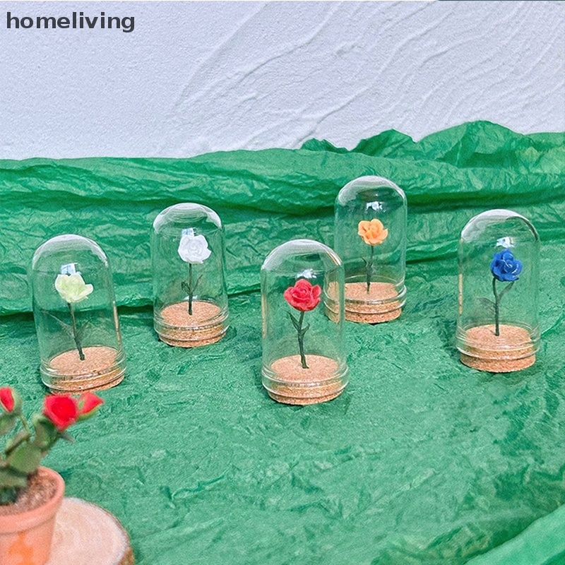 1 Mô Hình Hoa Hồng Nhỏ Bằng Kính Trang Trí Nhà Búp Bê