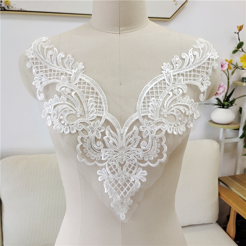 1 Miếng Vải Ren May Cổ Áo Cô Dâu