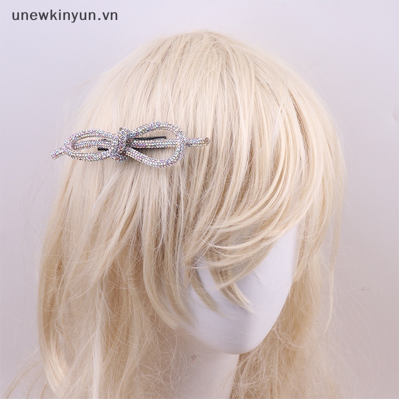 Bộ 2 Kẹp Tóc Nơ Đính Đá Thời Trang Xinh Xắn Cho Nữ