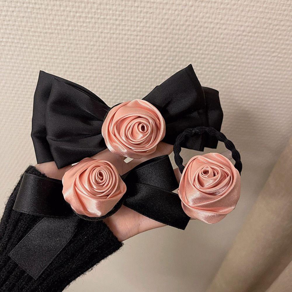 Dây Cột Tóc Y2K Bằng Vải In Họa Tiết Hoa Hồng Thanh Lịch Cho Nữ