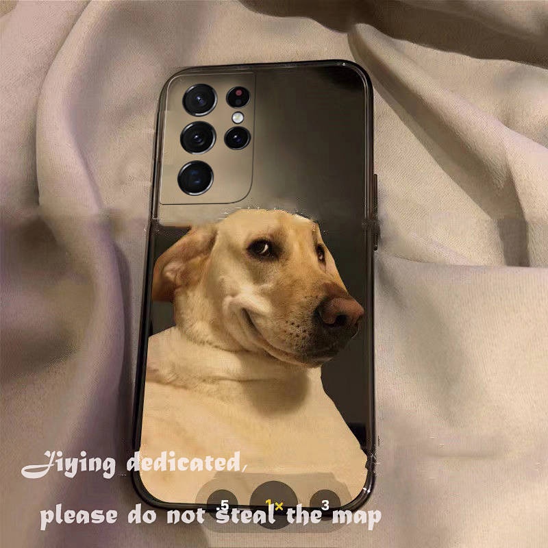 Oblique Eye Dog Samsung S21 Ultra 5G Phone Case Internet Celebrity Minimalist Cartoon Drop-Resistant Soft and Cute Silicone Ultra-Thin dOBU